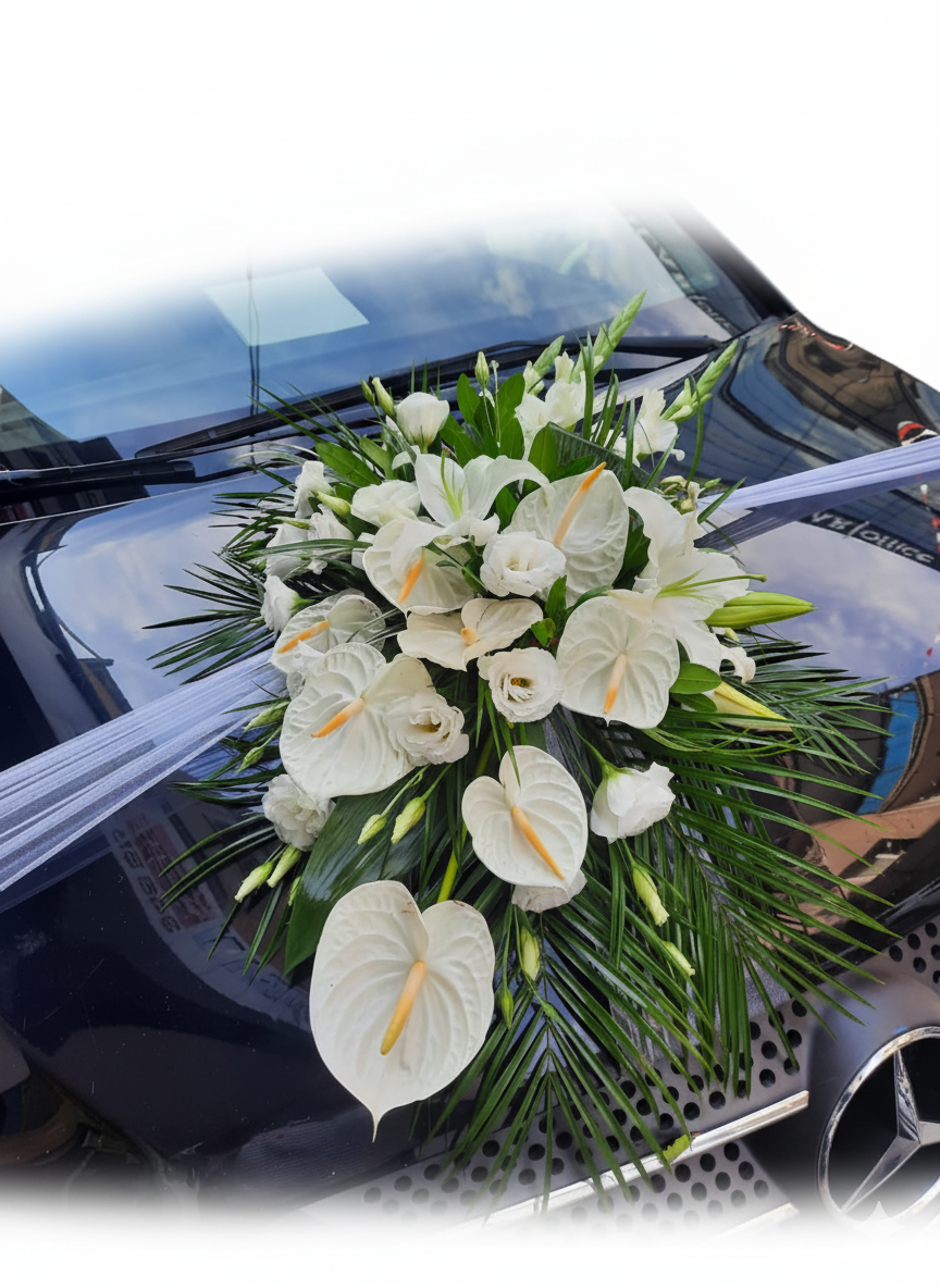 Antoryum Gelin Arabası Süslemesi - Naturel Çiçekçilik