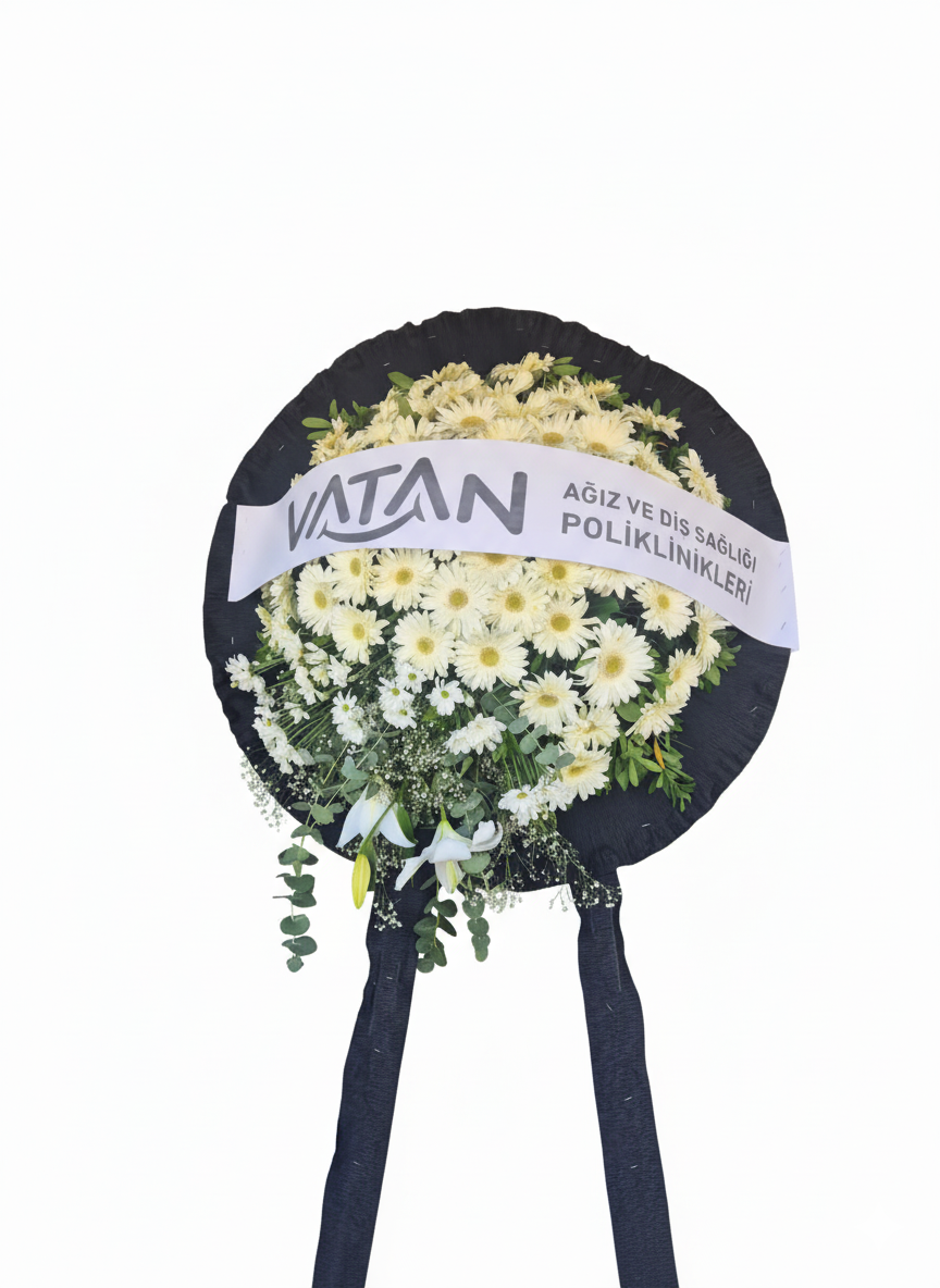 Beyaz Çiçekli Cenaze Çelengi - Naturel Çiçekçilik