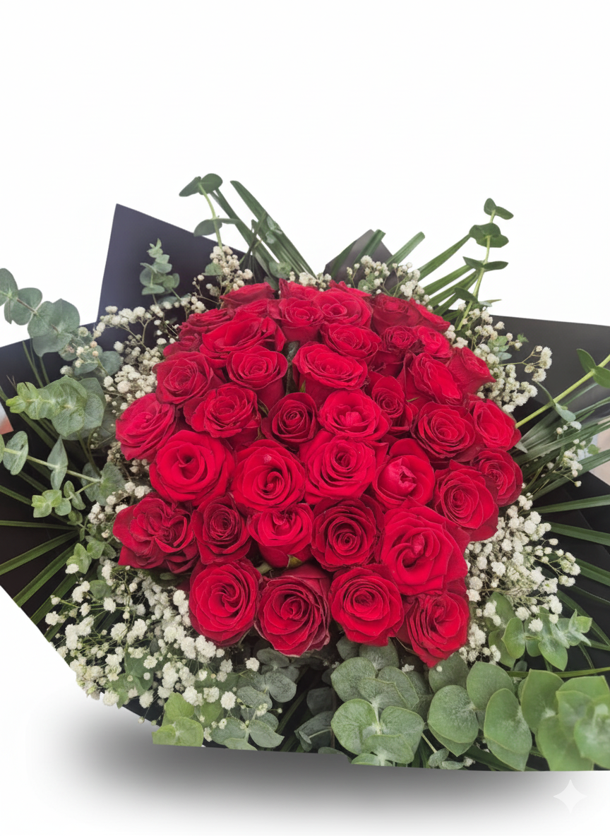 40 Adet İthal Kırmızı Gül Buketi - Naturel Çiçekçilik