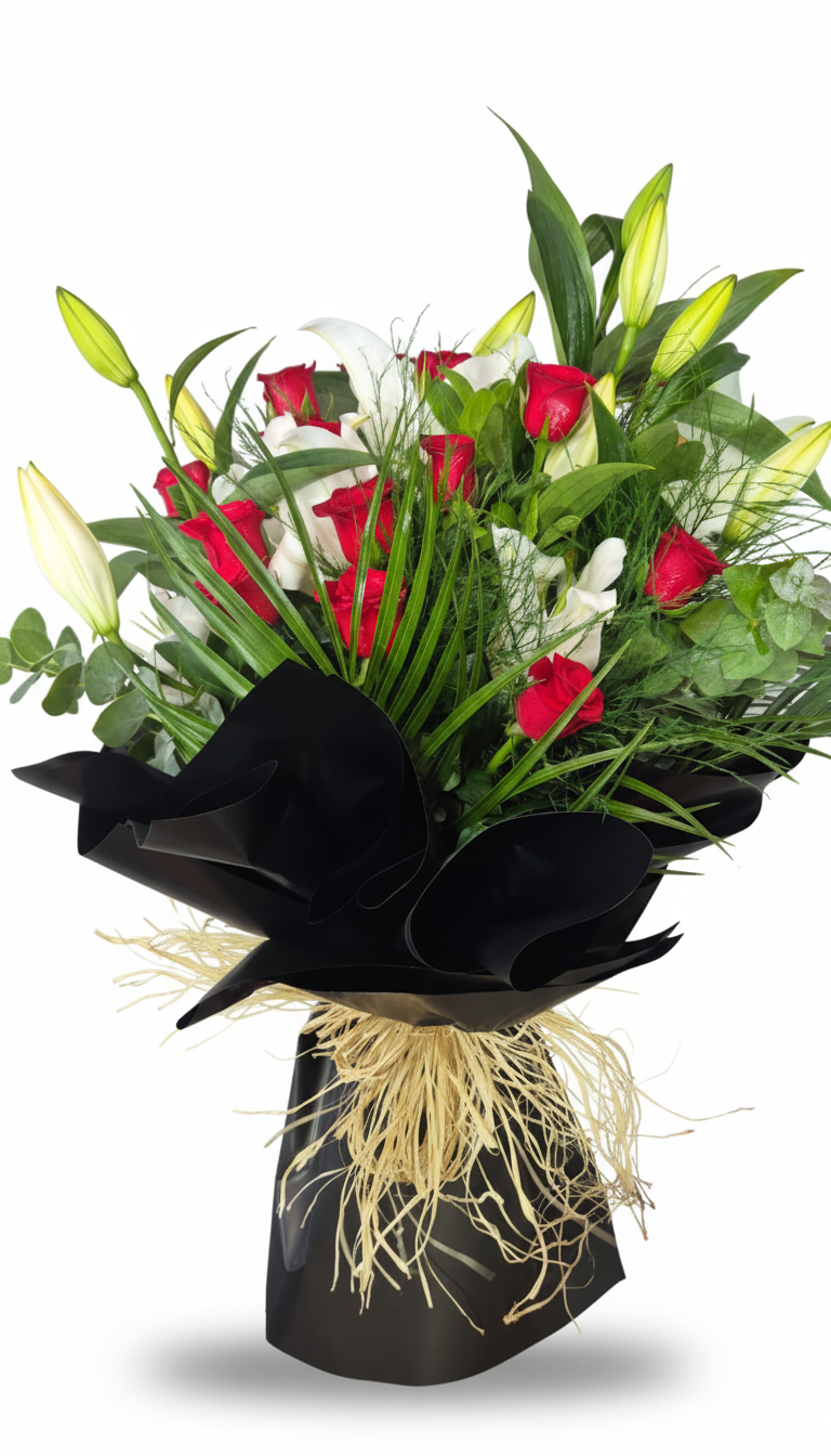 Kırmızı Gül & Beyaz Kazablanka Buketi - Naturel Çiçekçilik