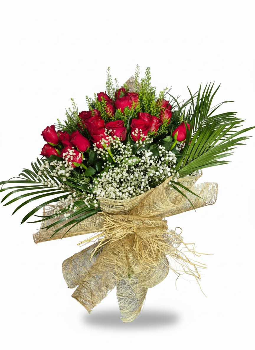 Rustik Kırmızı Gül Buketi - Naturel Çiçekçilik